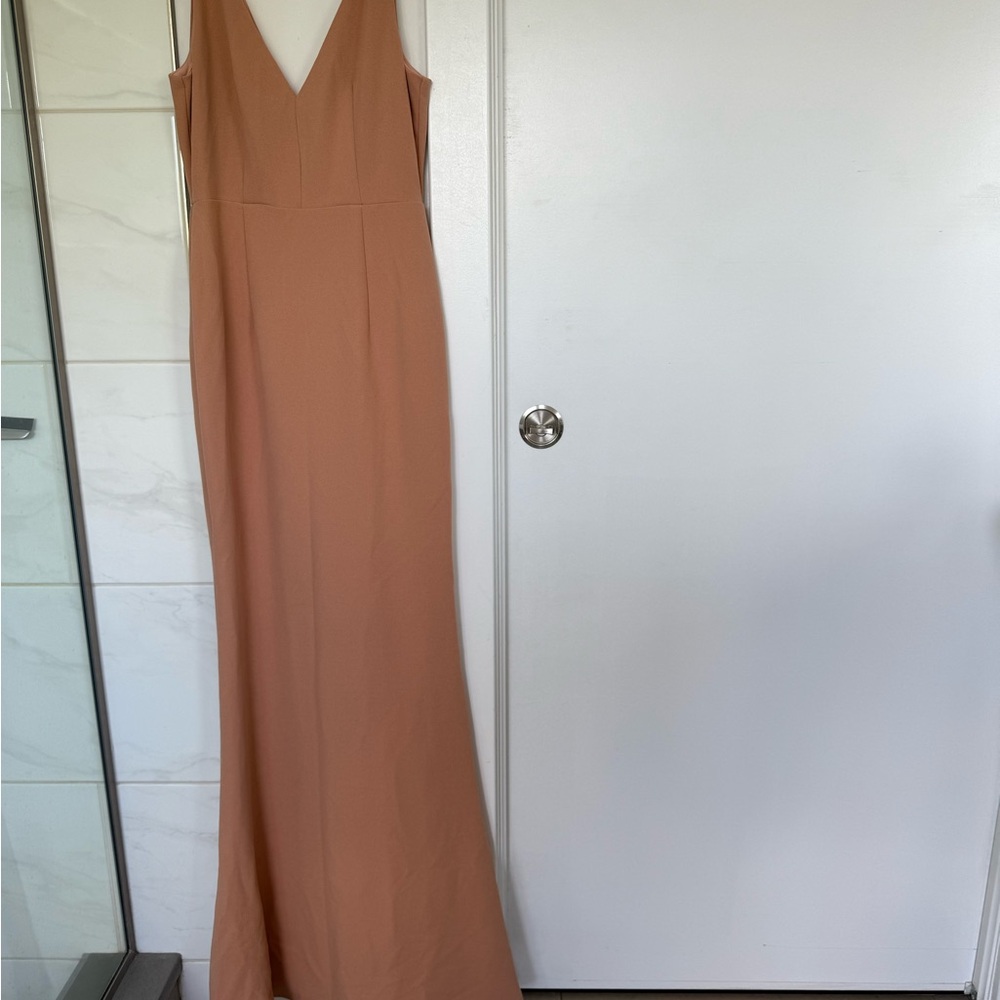 Lulu's Tan Sleeveless V-Neck Gown for Weddings